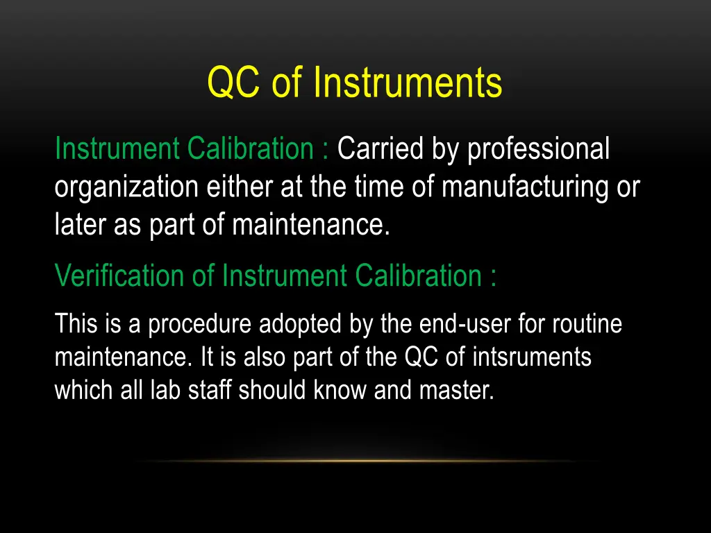 qc of instruments