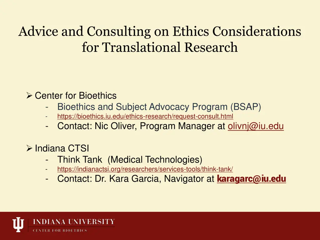 advice and consulting on ethics considerations