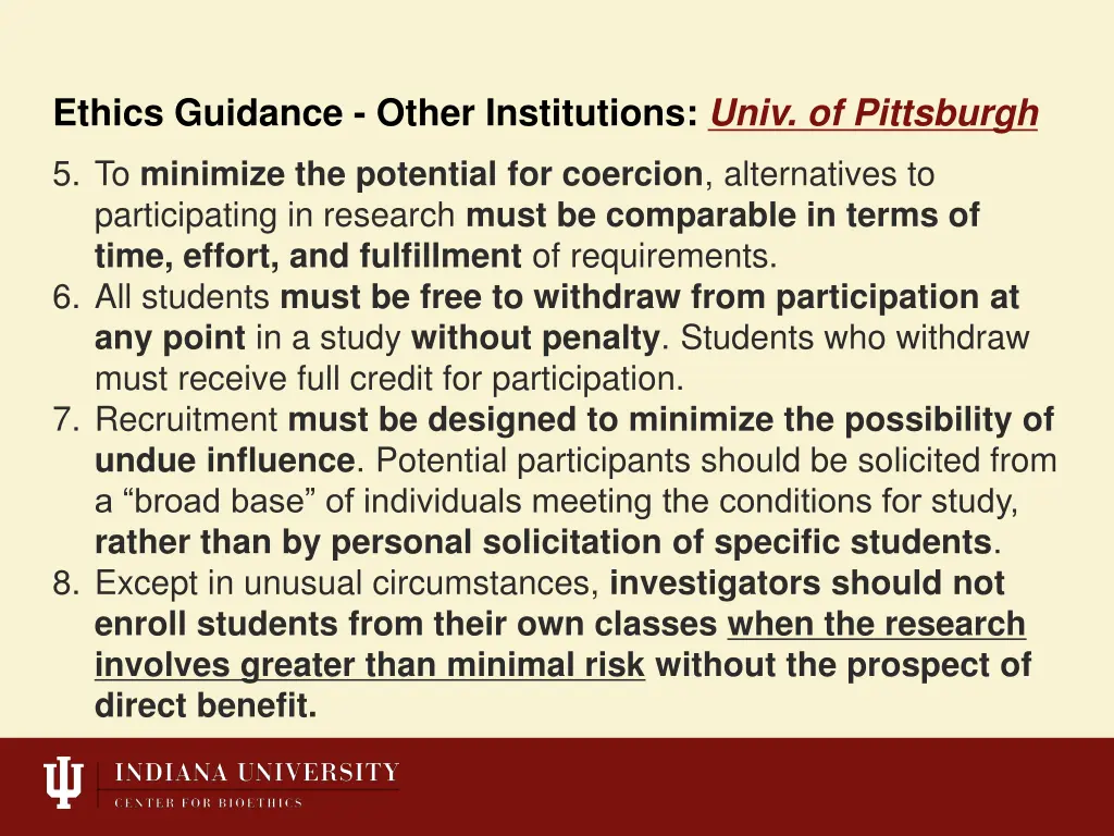 ethics guidance other institutions univ 1