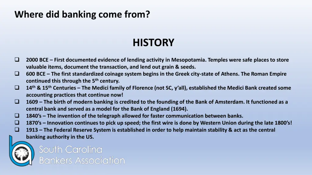 where did banking come from