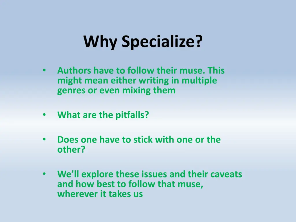 why specialize