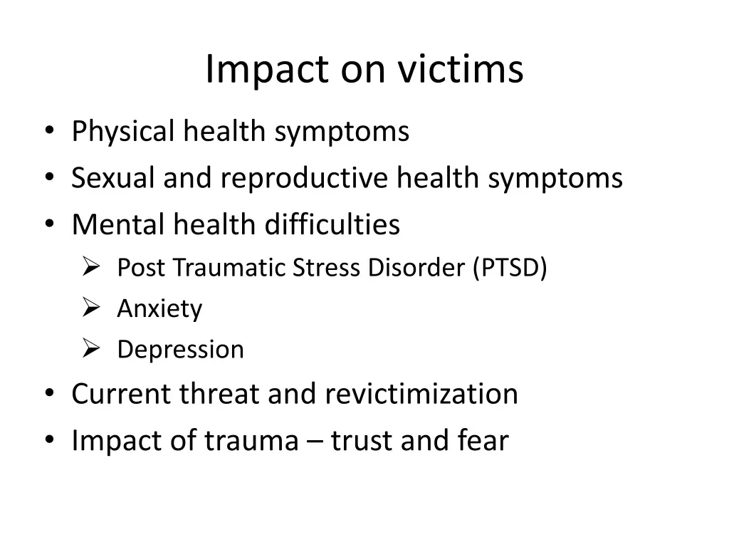 impact on victims