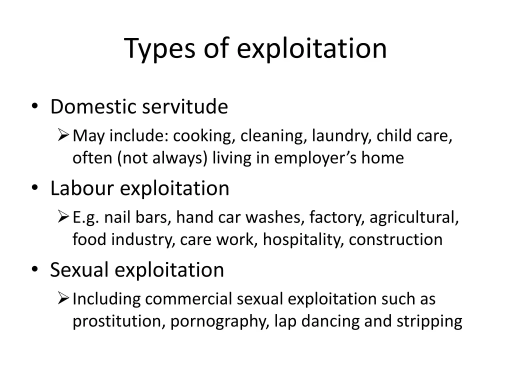 types of exploitation