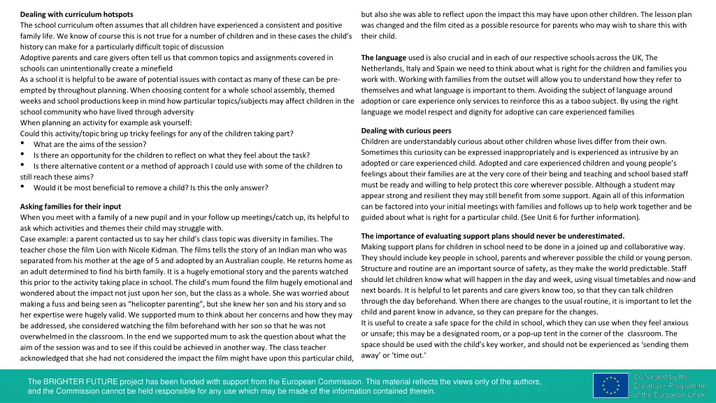 dealing with curriculum hotspots the school