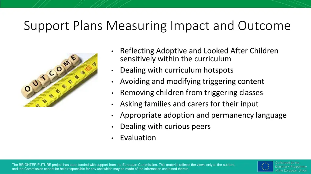 support plans measuring impact and outcome