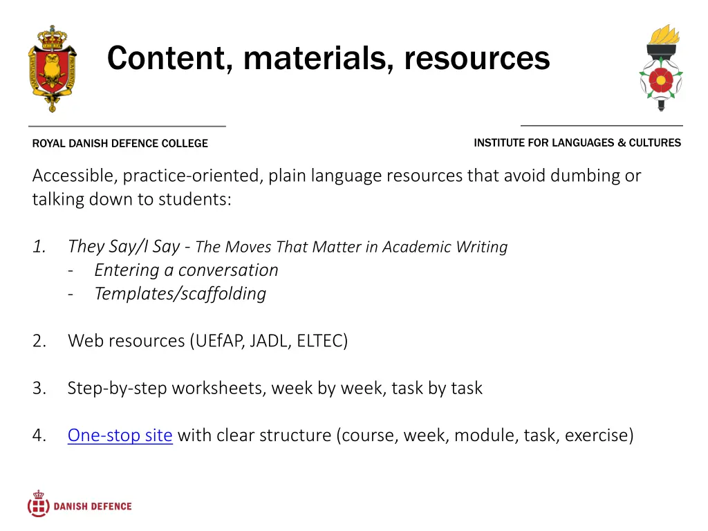 content materials resources