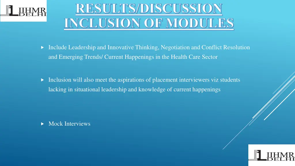 results discussion inclusion of modules