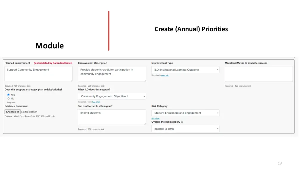 create annual priorities 2
