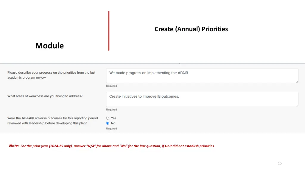 create annual priorities