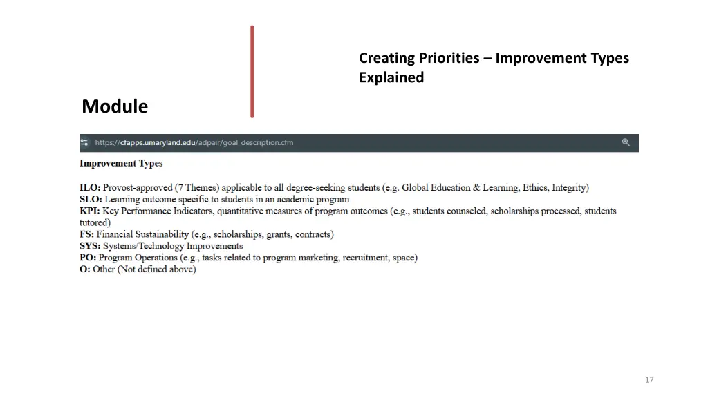 creating priorities improvement types explained