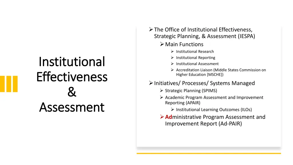 the office of institutional effectiveness