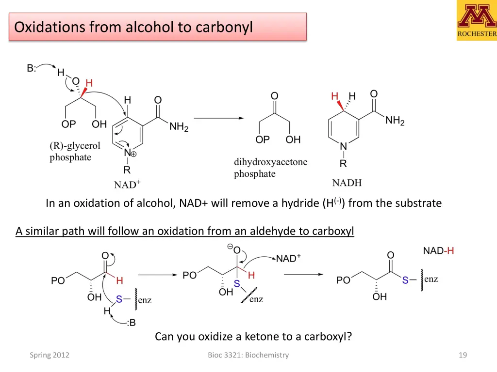 oxidations from alcohol to carbonyl