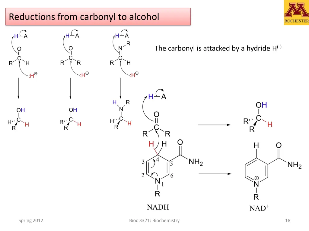 reductions from carbonyl to alcohol