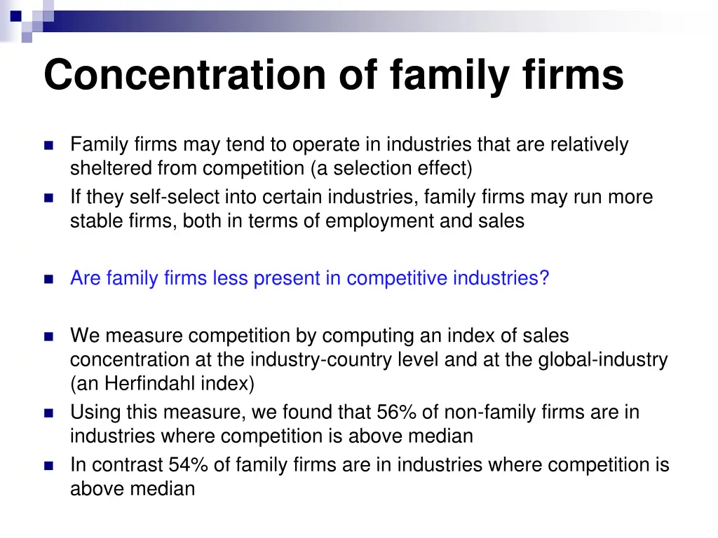 concentration of family firms