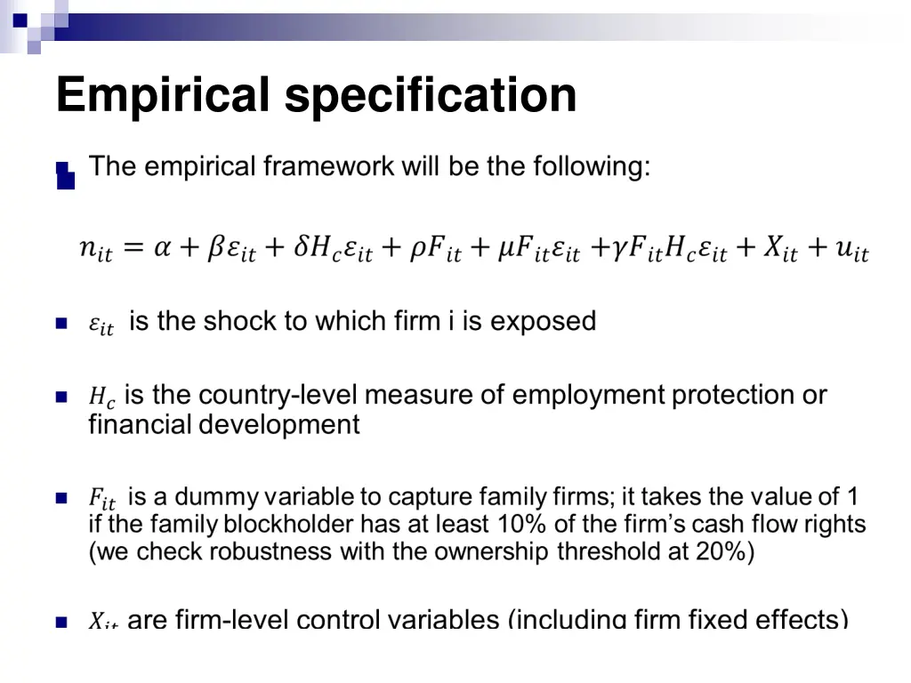 empirical specification