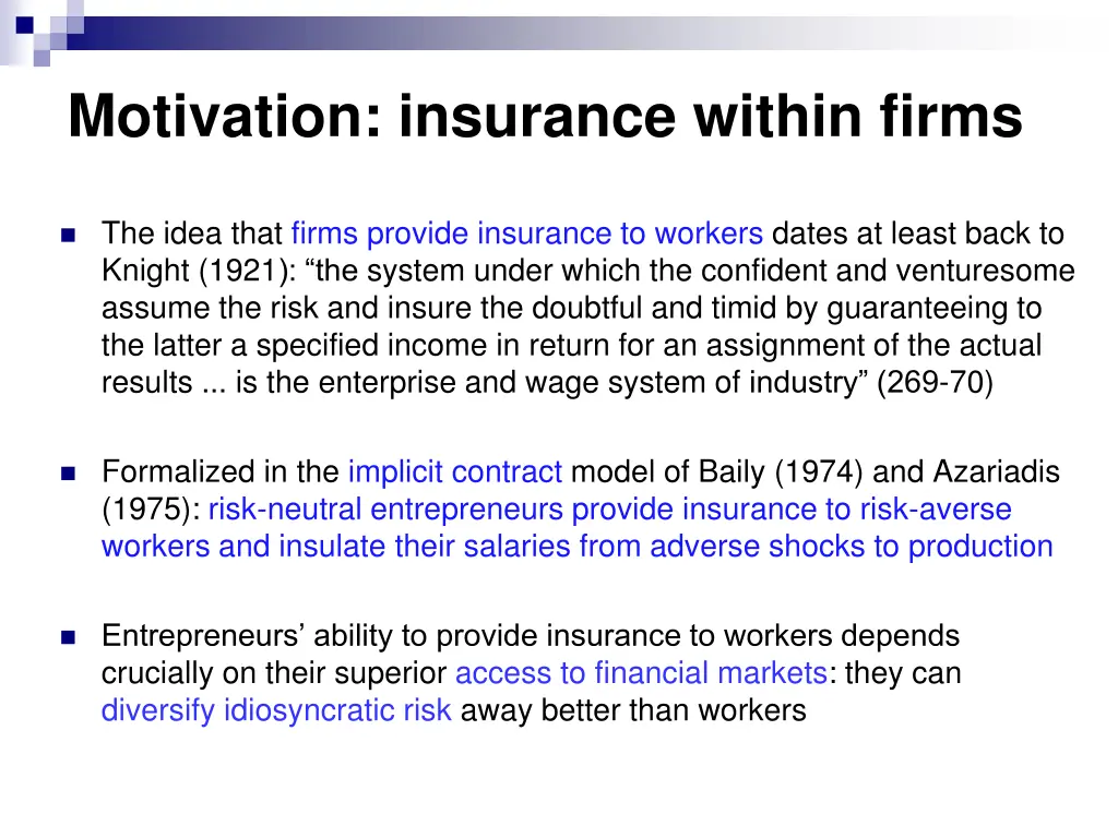 motivation insurance within firms