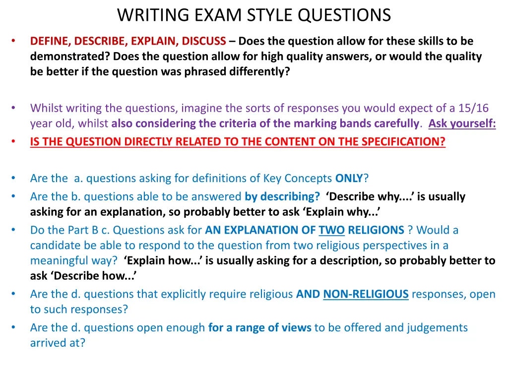 writing exam style questions
