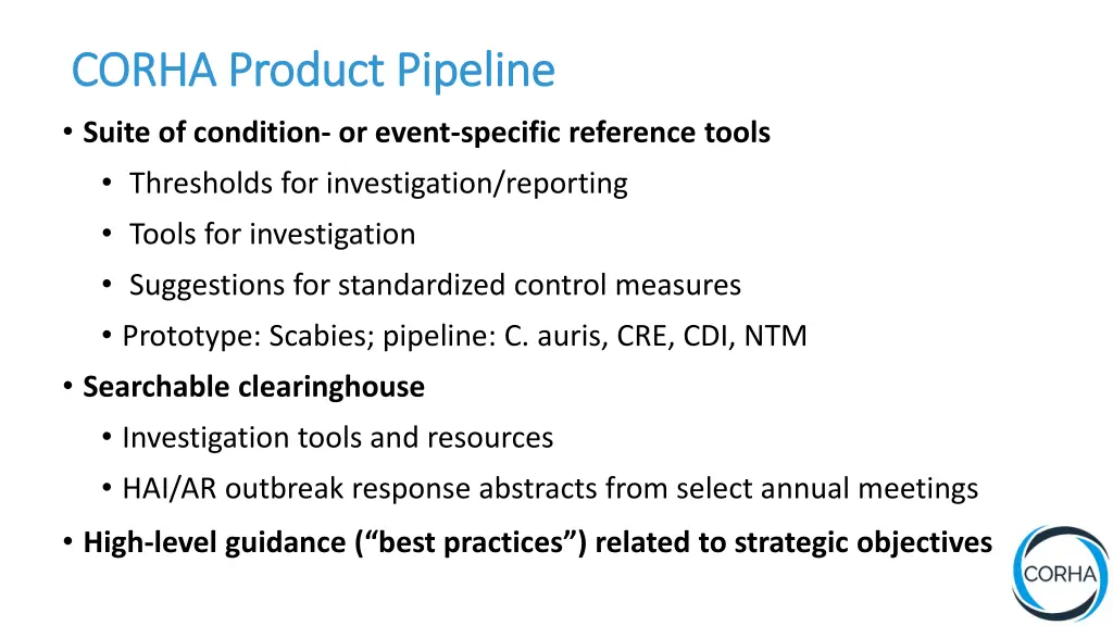corha corha product pipeline product pipeline