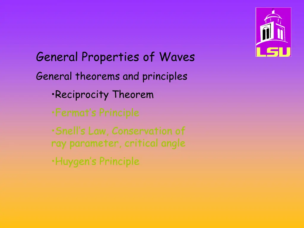 general properties of waves general theorems