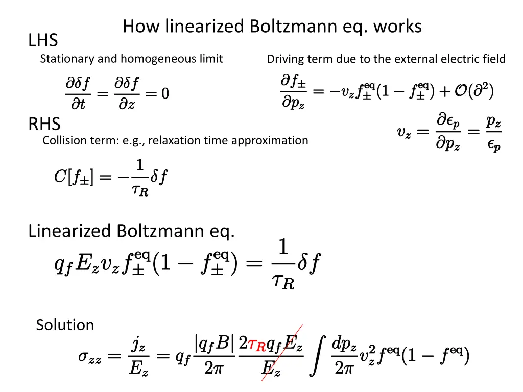 how linearized boltzmann eq works