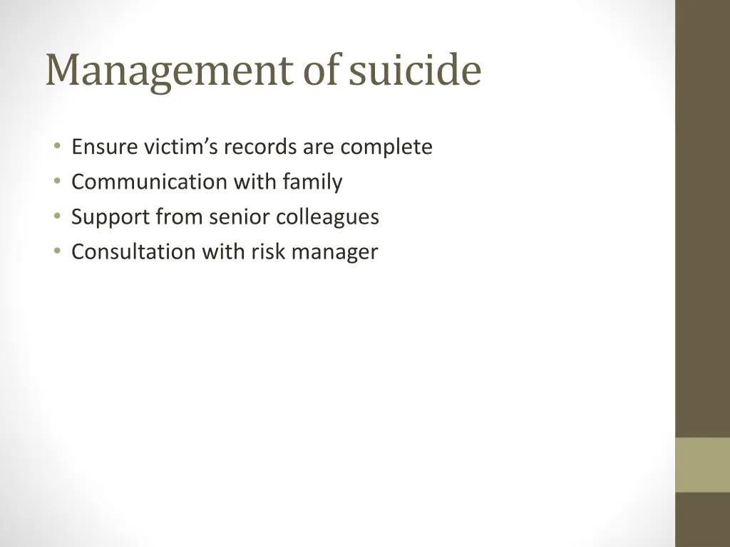 management of suicide