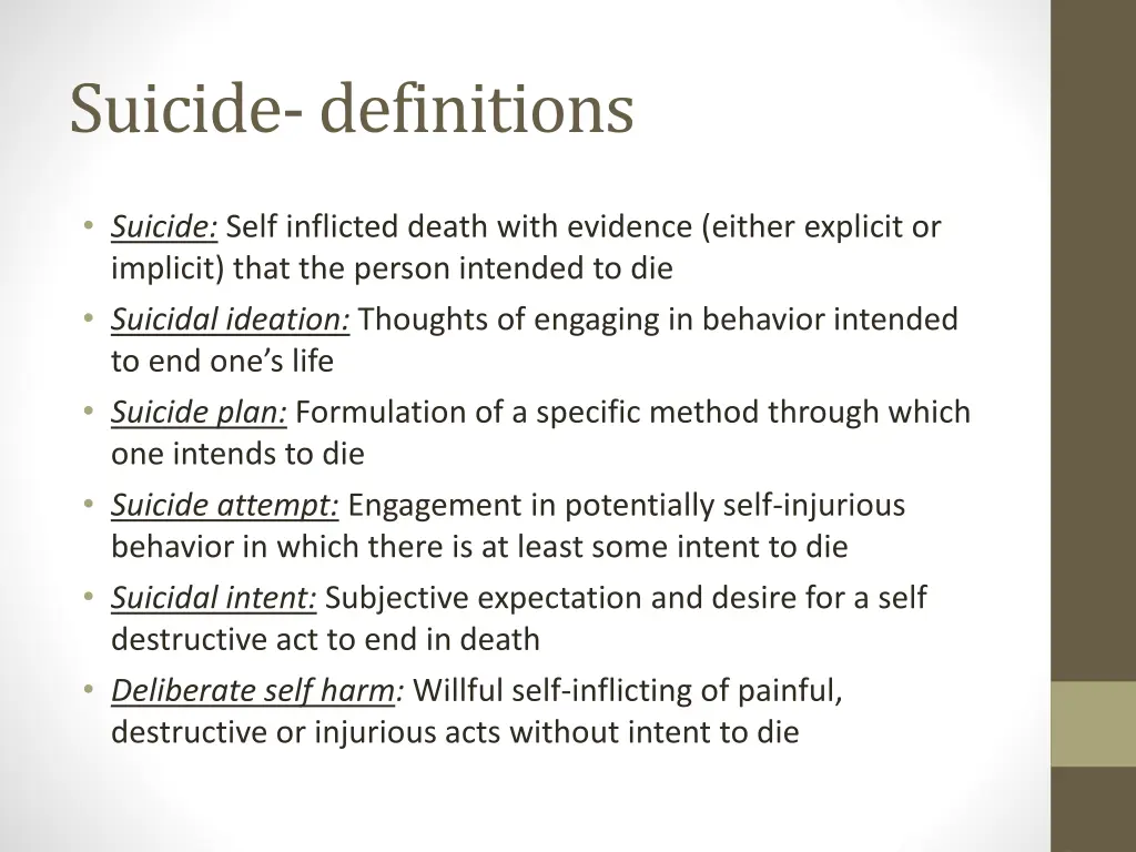 suicide definitions