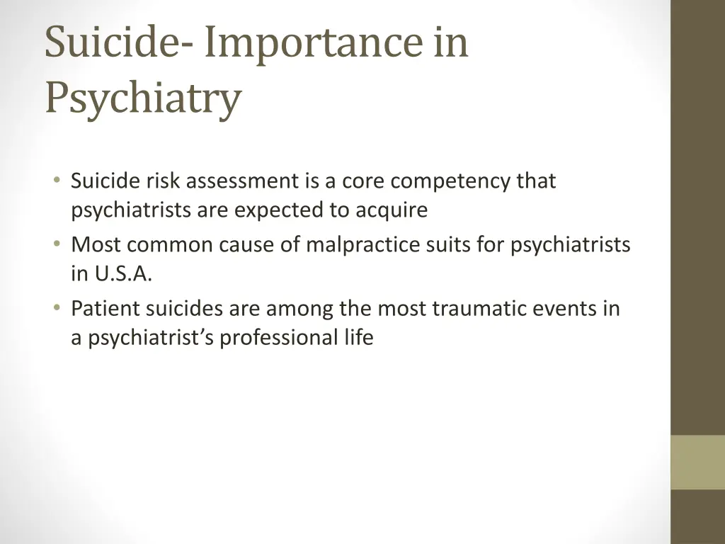 suicide importance in psychiatry