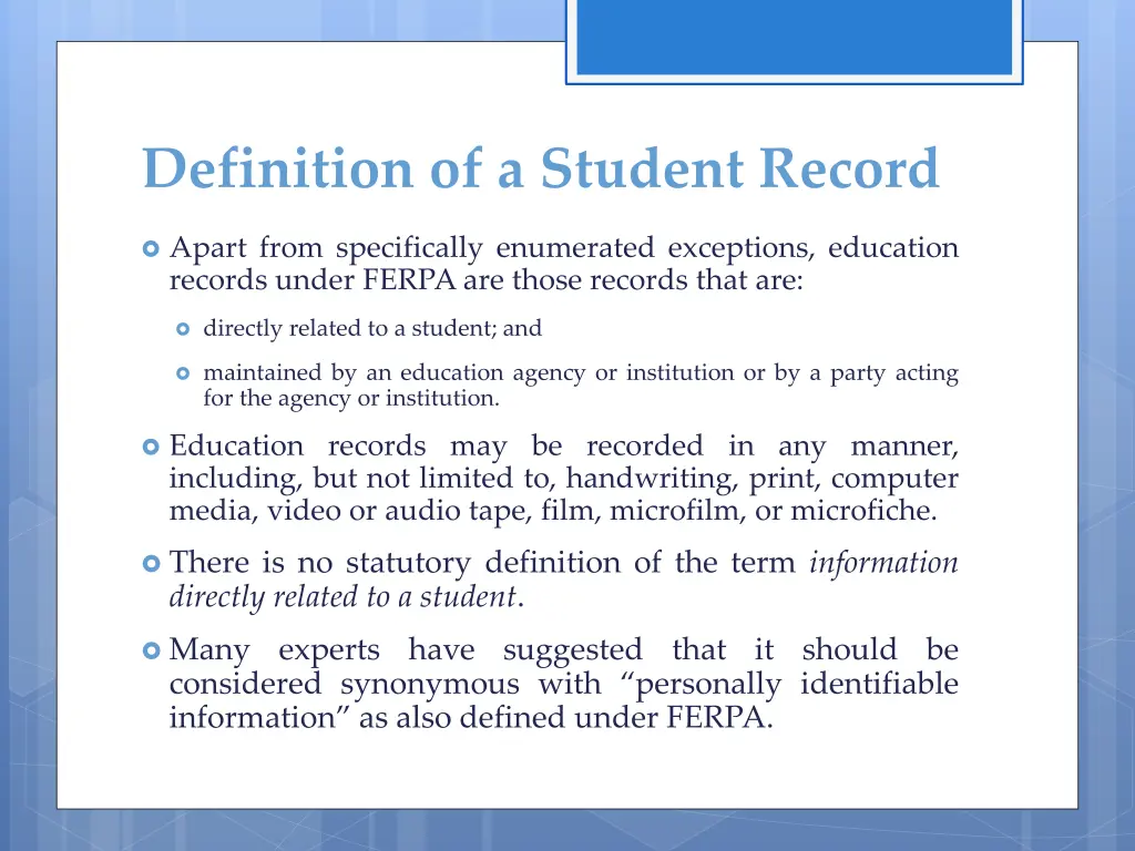 definition of a student record