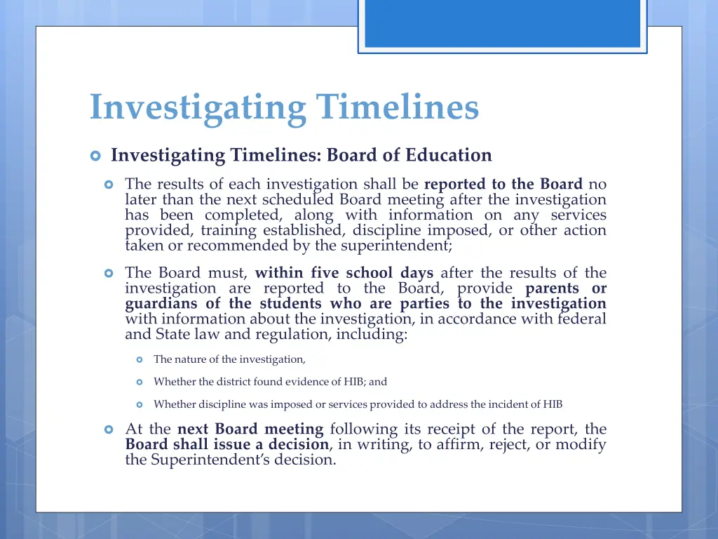 investigating timelines 2