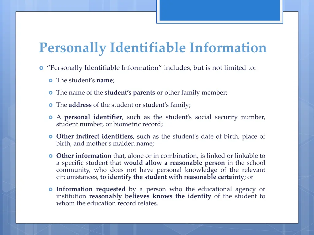 personally identifiable information