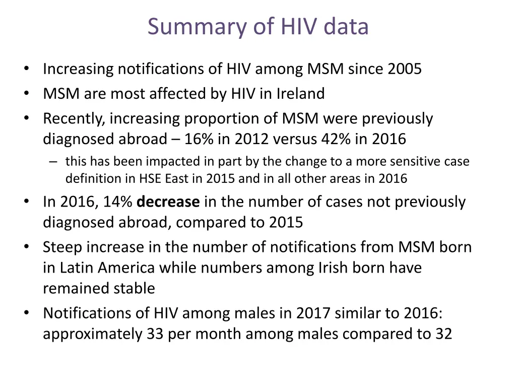 summary of hiv data
