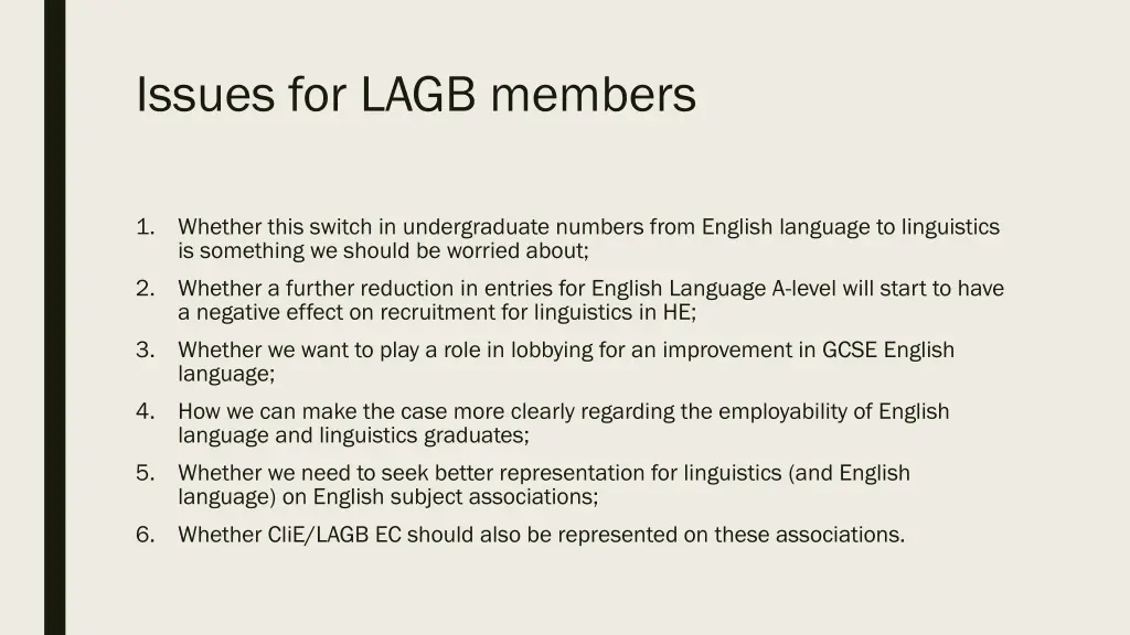 issues for lagb members