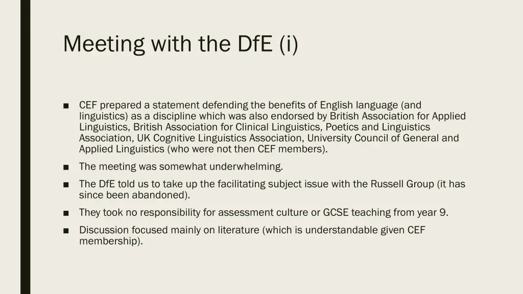 meeting with the dfe i