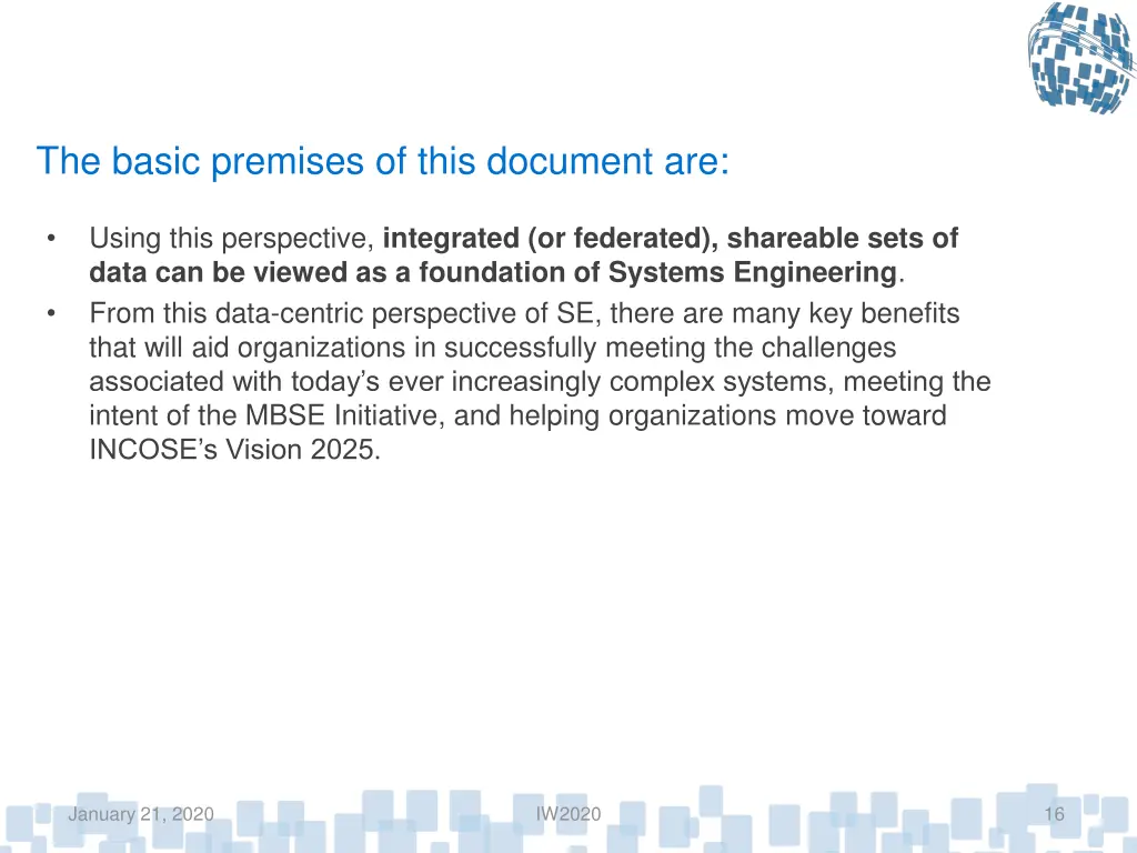 the basic premises of this document are