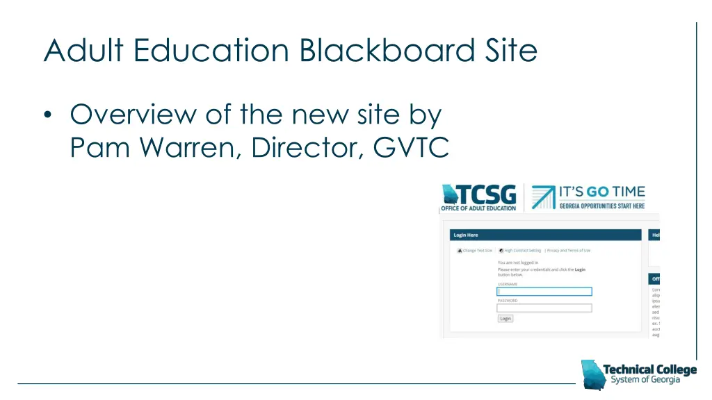 adult education blackboard site