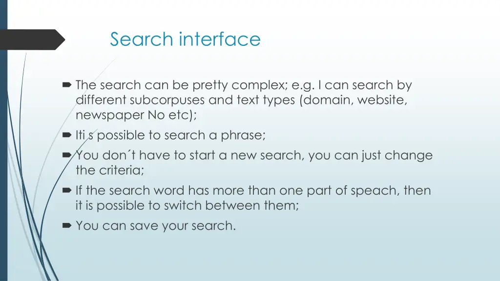 search interface