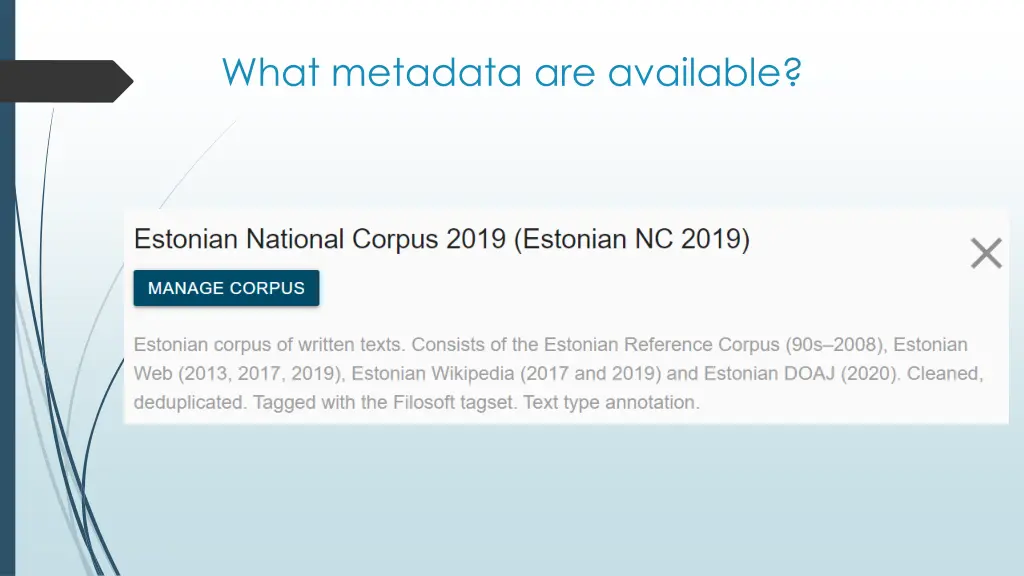 what metadata are available