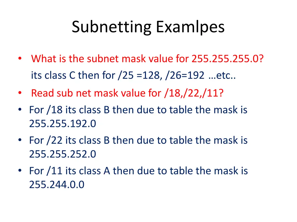 subnetting examlpes