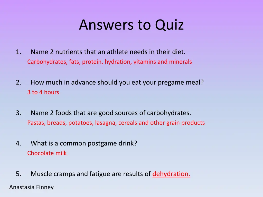 answers to quiz