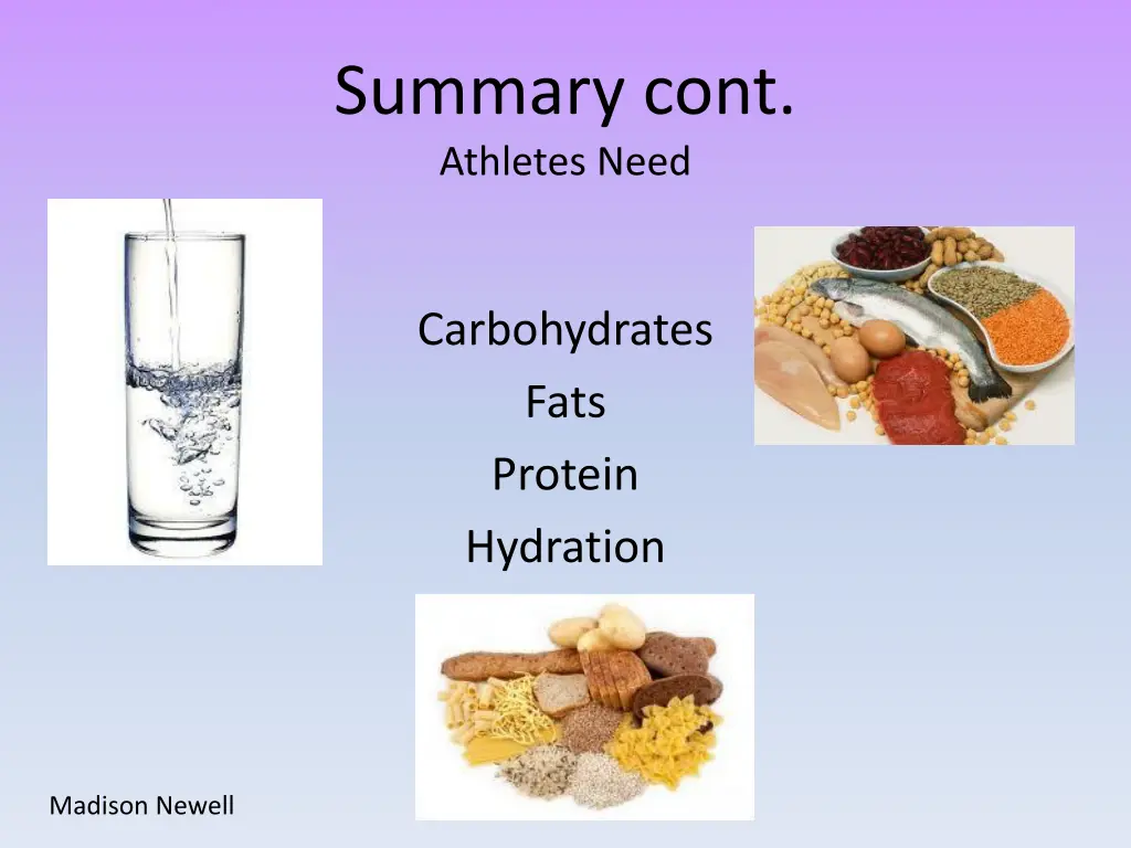summary cont athletes need