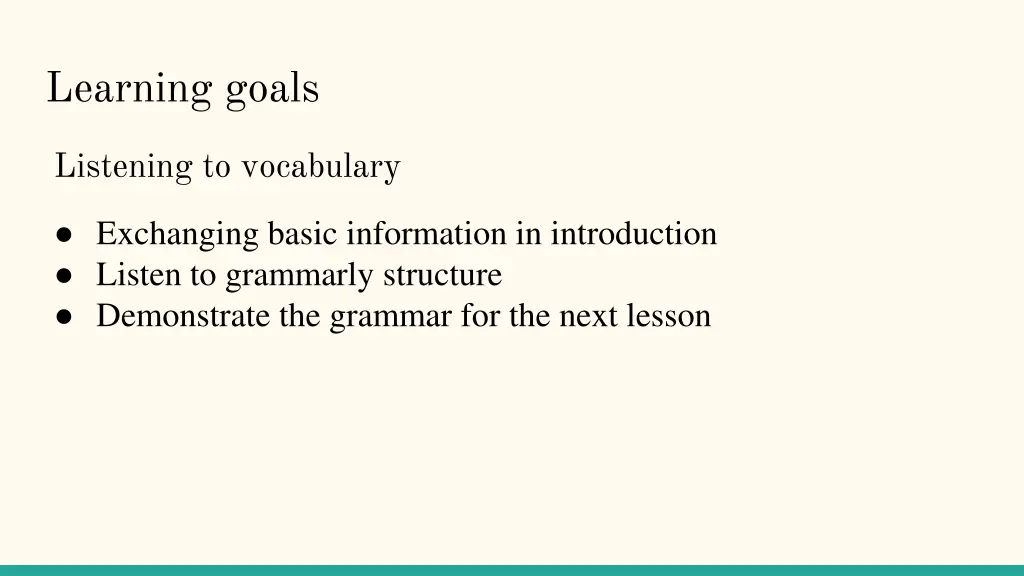 learning goals