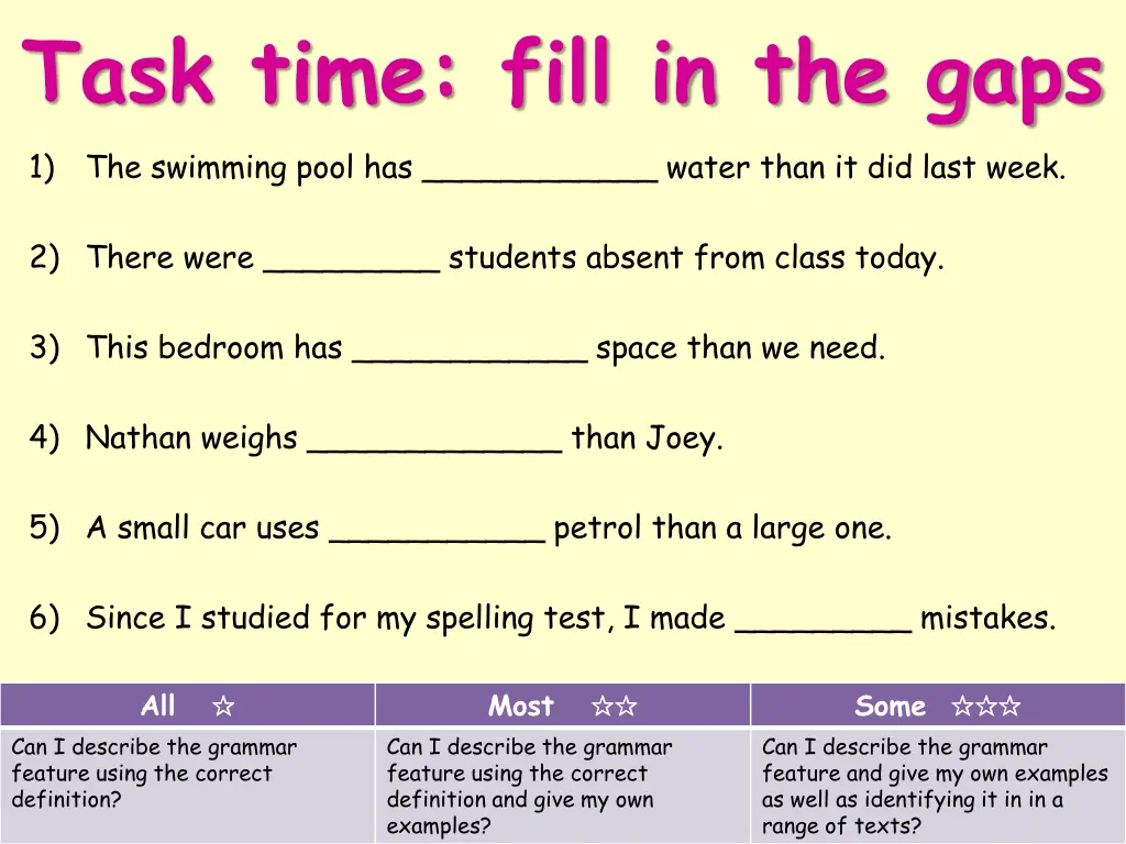 task time fill in the gaps