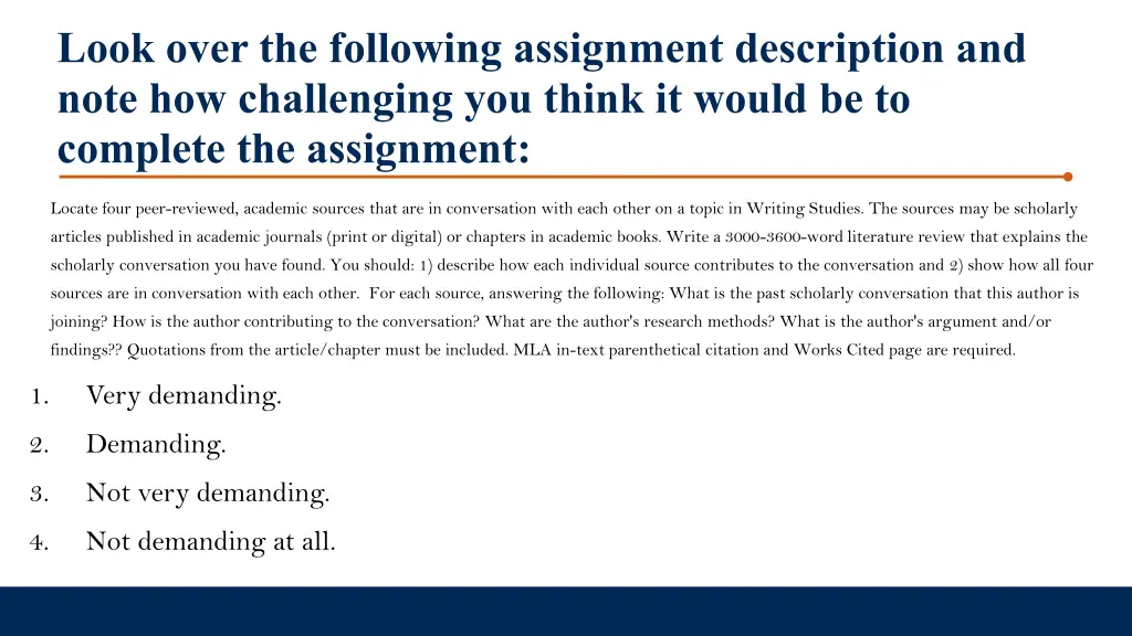 look over the following assignment description