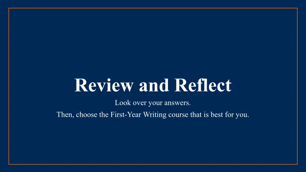review and reflect