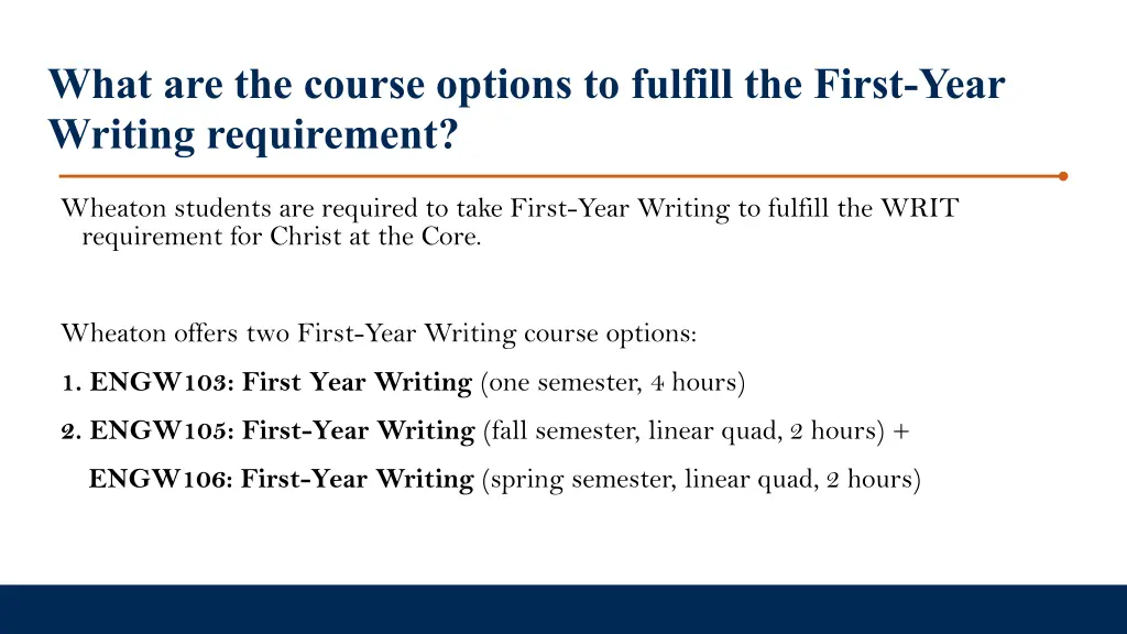 what are the course options to fulfill the first