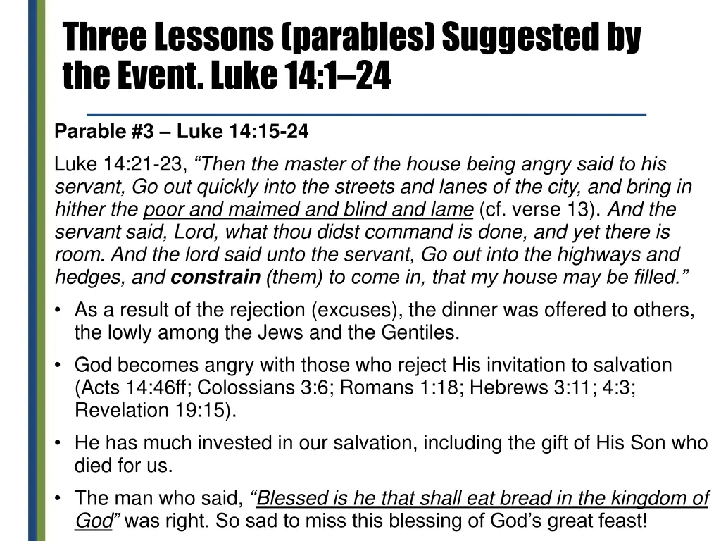 three lessons parables suggested by the event 5