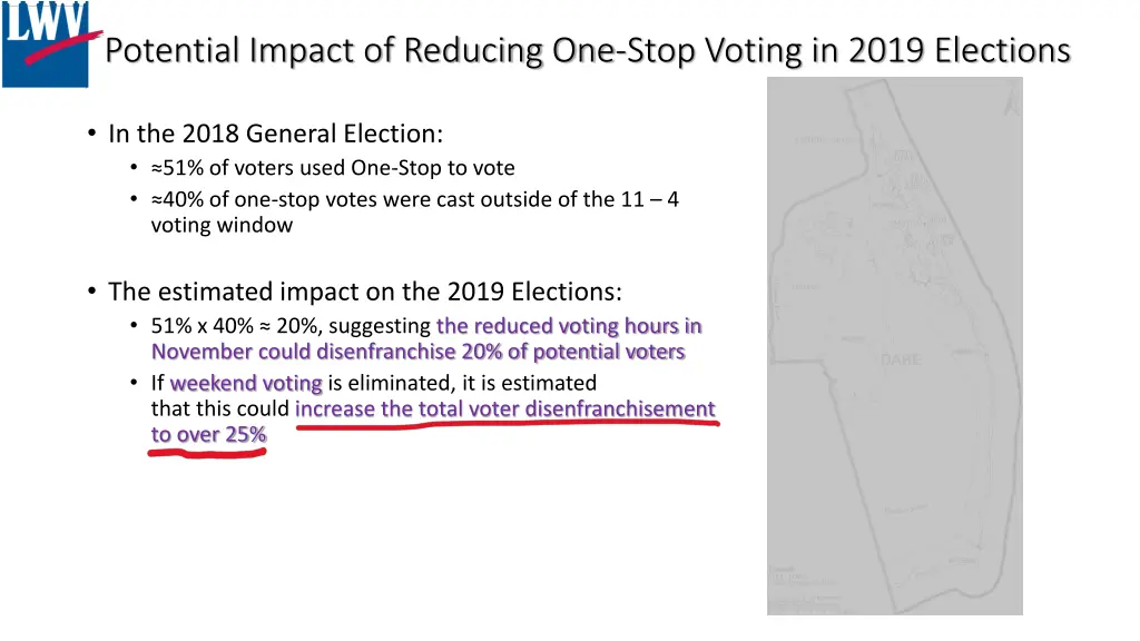 potential impact of reducing one stop voting