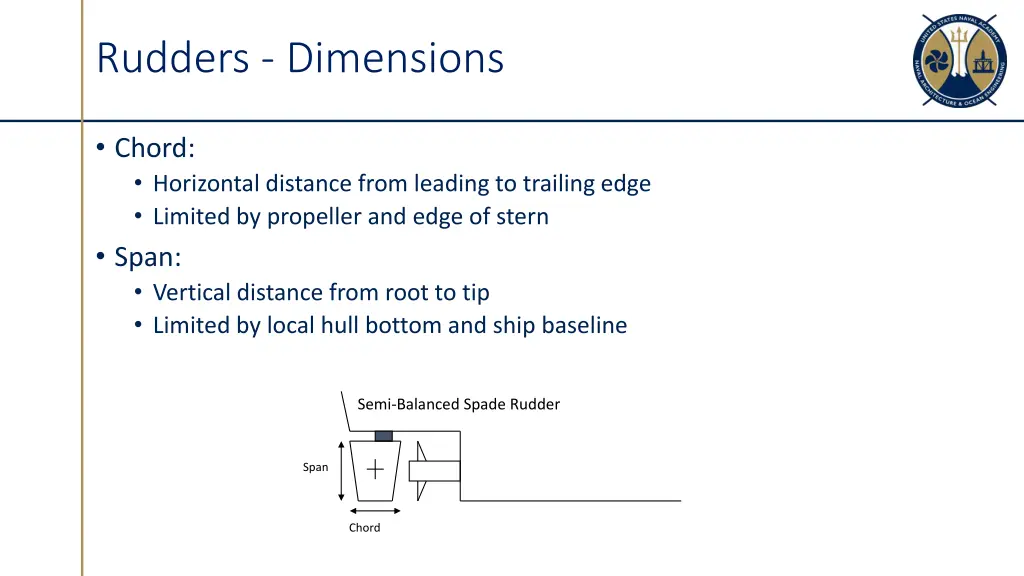 rudders dimensions