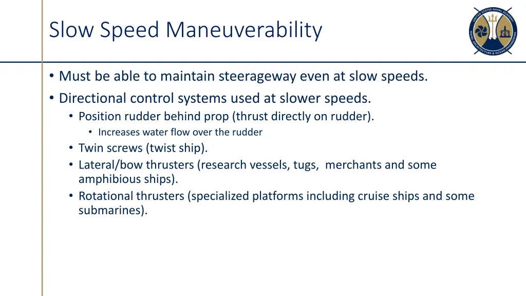 slow speed maneuverability 1