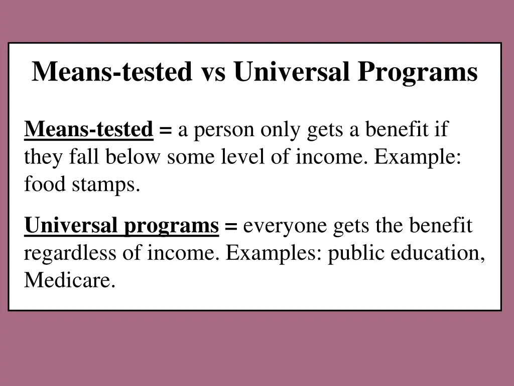 means tested vs universal programs 1